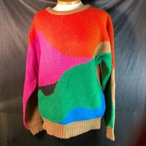 VINTAGE 80s Lilly multicolor acrylic sweater. C127 Has not been laundered Size M